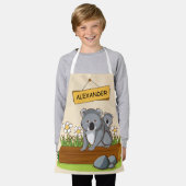 丸太に座ったかわいいコアラ2匹 エプロン (着用した状態)