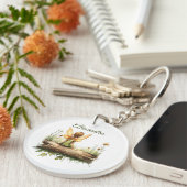 丸太に座る孤独な妖精 キーホルダー (正面右)