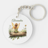 丸太に座る孤独な妖精 キーホルダー (裏面)