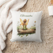 丸太に座る孤独な妖精 クッション (ブランケット)