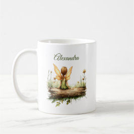 丸太に座る孤独な妖精 コーヒーマグカップ