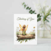 丸太に座る孤独な妖精 ポストカード (スタンド正面)