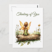 丸太に座る孤独な妖精 ポストカード (正面/裏面)