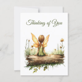 丸太に座る孤独な妖精 ポストカード