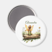 丸太に座る孤独な妖精 マグネット (正面/裏面)