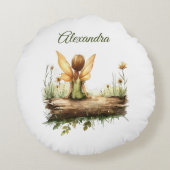 丸太に座る孤独な妖精 ラウンドクッション (裏面)