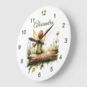 丸太に座る孤独な妖精 ラージ壁時計 (傾斜)