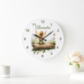 丸太に座る孤独な妖精 ラージ壁時計 (ホーム)