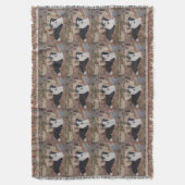 丸太のボーダーコリーの鶏は犬のポートレートを取除きました スローブランケット (正面縦)