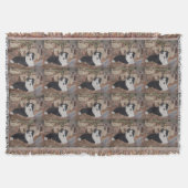 丸太のボーダーコリーの鶏は犬のポートレートを取除きました スローブランケット (正面)