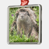 丸太の中に生えた地固め メタルオーナメント (左)