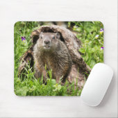 丸太の中のグランドホッグ マウスパッド (マウス)