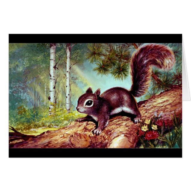 丸太の見つけられたヴィンテージのリス (正面横)