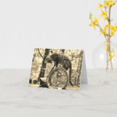 丸太のNotecardの挨拶で遊んでいる救助の子ネコ カード (黄色い花)