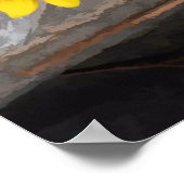 丸太ひまわり茶色の黄色のヴィンテージアート ポスター (角)