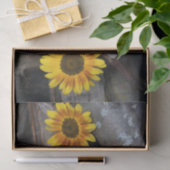 丸太ひまわり茶色の黄色のヴィンテージアート 薄葉紙 (ギフト)