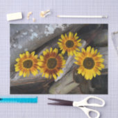 丸太ひまわり茶色の黄色のヴィンテージアート 薄葉紙 (クラフト)