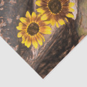 丸太ひまわり茶色の黄色のヴィンテージ 薄葉紙 (詳細)