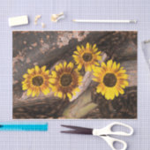 丸太ひまわり茶色の黄色のヴィンテージ 薄葉紙 (クラフト)