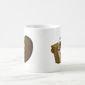 丸太を握るかわいい漫画のビーバーのキャラクター コーヒーマグカップ (中央)