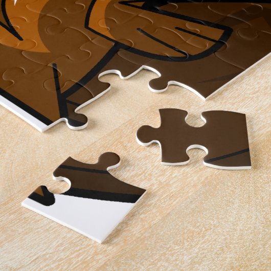 丸太を握るかわいい漫画のビーバーのキャラクター ジグソーパズル (側面)