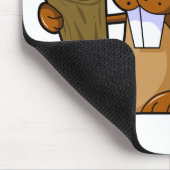 丸太を握るかわいい漫画のビーバーのキャラクター マウスパッド (コーナー)