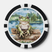 丸太上のカエル湖 ポーカーチップ (正面)