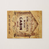 丸太小屋のパーソナライズな一流のフェイクな木製のヴィンテージ ジグソーパズル (横)