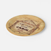 丸太小屋のパーソナライズな一流のフェイクな木製のヴィンテージ ペーパープレート (アングル)
