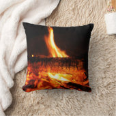 丸太火の枕 クッション (ブランケット)