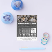 丸太、木材・木材・木材置場広告の山 チラシ (シングル)