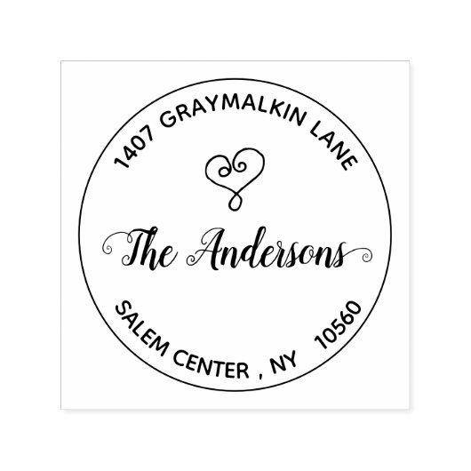 丸手書きハートカスタム差出人住所 セルフインキングスタンプ (デザイン)