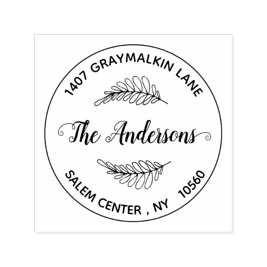 丸手書きリーフカスタム差出人住所 セルフインキングスタンプ (デザイン)