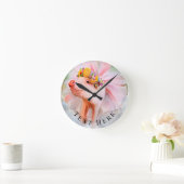 丸時計のドレスを着たpurty pig ラウンド壁時計 (ホーム)