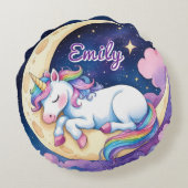 丸月ユニコーン枕 – 編集可能な名前 ラウンドクッション (裏面)