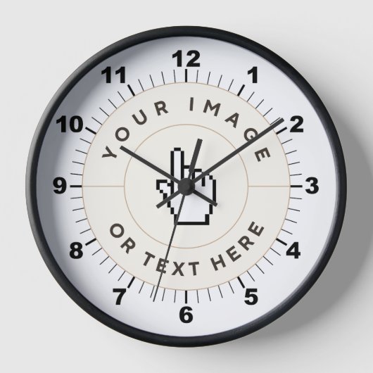 丸木枠ウォールクロック10インチ – (イメージ/文字を追加) 壁時計 (正面)