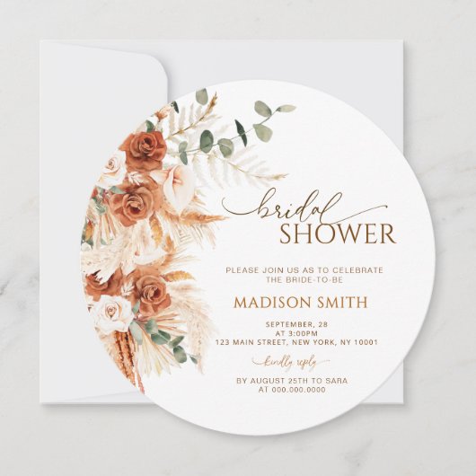 丸木素朴切り穀物ブライダルシャワー 招待状 (正面)