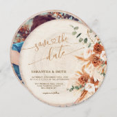 丸木素朴切り穀物日付カードを保存 招待状 (正面/裏面)