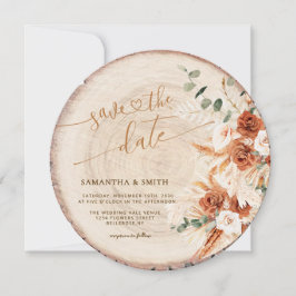 丸木素朴切り穀物日付カードを保存 招待状