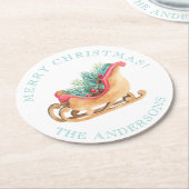 丸松フローラ白メリークリスマス ラウンドペーパーコースター (アングル)