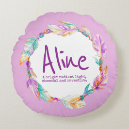 丸枕の羽毛水彩 ラウンドクッション