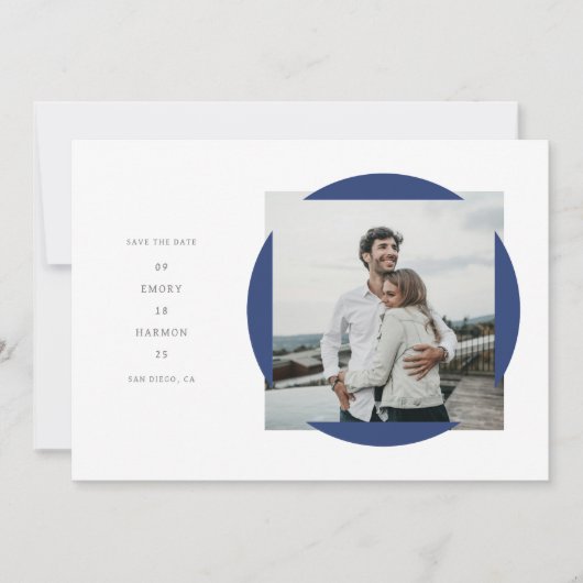 丸枠日付カードを保存 招待状 (正面)