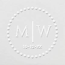 丸点々のある丸フレーム二イニシャル結婚ズのモノガー