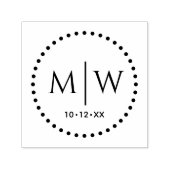 丸点々のある丸フレーム二イニシャル結婚ズのモノガー セルフインキングスタンプ (デザイン)