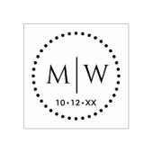 丸点々のある丸フレーム二イニシャル結婚ズのモノガー ラバースタンプ (インプリント)