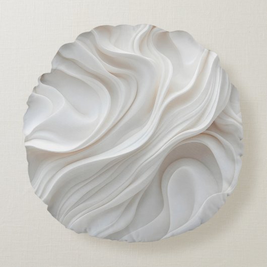 丸白モダン大理石波装飾枕 ラウンドクッション (正面)