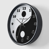 丸白黒陰陽記号の壁時計 壁時計 (傾斜)