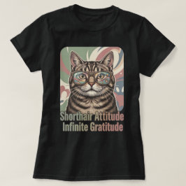 丸眼鏡のクールなトラ猫の壁のアート Tシャツ