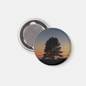 丸磁石のシルエット独身のサンセット マグネット (正面/裏面)
