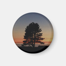 丸磁石のシルエット独身のサンセット マグネット